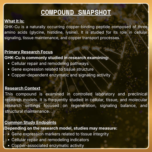 Compound snapshot of GHK-Cu with text on a dark background